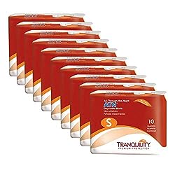 Tranquility Premium Adult Disposable All Through The Night Briefs (100  Count - Ten 10 packs) Size Small